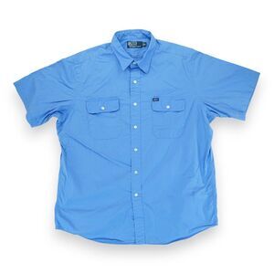 VTG Polo Ralph‎ Lauren Button Up Shirt XL Blue Men Comfort Summer 90s Pockets